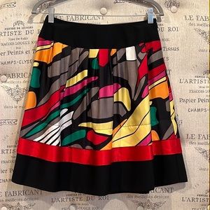 Peter Nygard silk colorful dressy skirt abstract pattern 4P